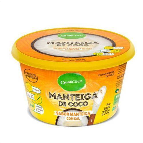 Manteiga de Coco - Sabor Manteiga Sem Sal - Qualicoco - Frasco com 200g - Mundo dos Óleos