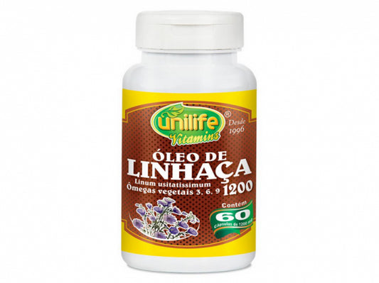 Óleo de Linhaça Marrom - Unilife - Frasco com 60 cápsulas - 1200mg - Mundo dos Óleos