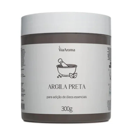 Argila para Corpo e Rosto (Preta) - Via Aroma - 300g - Mundo dos Óleos
