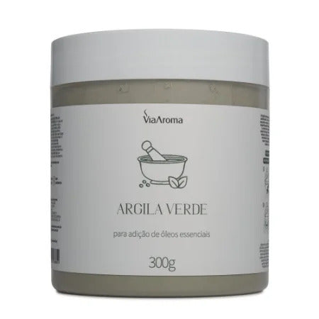 Argila para Corpo e Rosto (Verde) - Via Aroma - 300g - Mundo dos Óleos