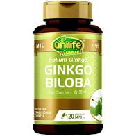 Ginkgo Biloba (Folium Ginkgo) - Unilife - Frasco com 120 Cápsulas de 470mg - Mundo dos Óleos