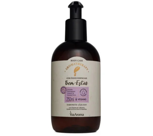 Sabonete Líquido (Bem  Estar) - Via Aroma - Frasco com 250ml - Mundo dos Óleos