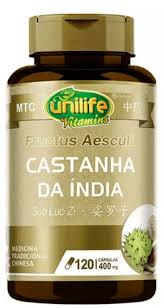 Castanha da Índia (Fructus Aesculi) - Unilife - Frasco com 120 Cápsulas com 400mg - Mundo dos Óleos