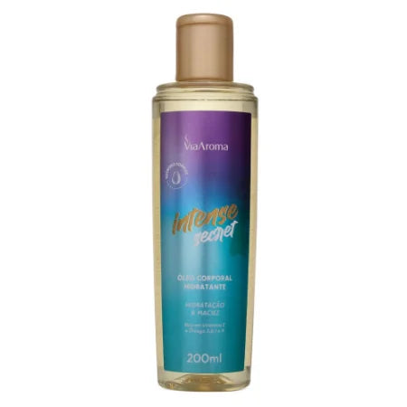 Óleo Corporal Hidratante Desodorante Intense Secret - Via Aroma - Frasco com 200ml - Mundo dos Óleos