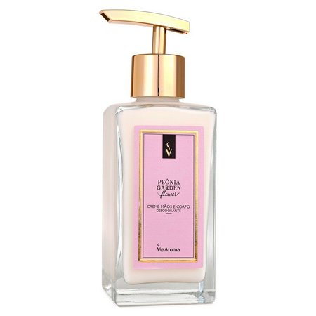 Creme Maos e Corpo - Peônia Garden (Flower) - Via Aroma - Frasco com 250ml - Mundo dos Óleos