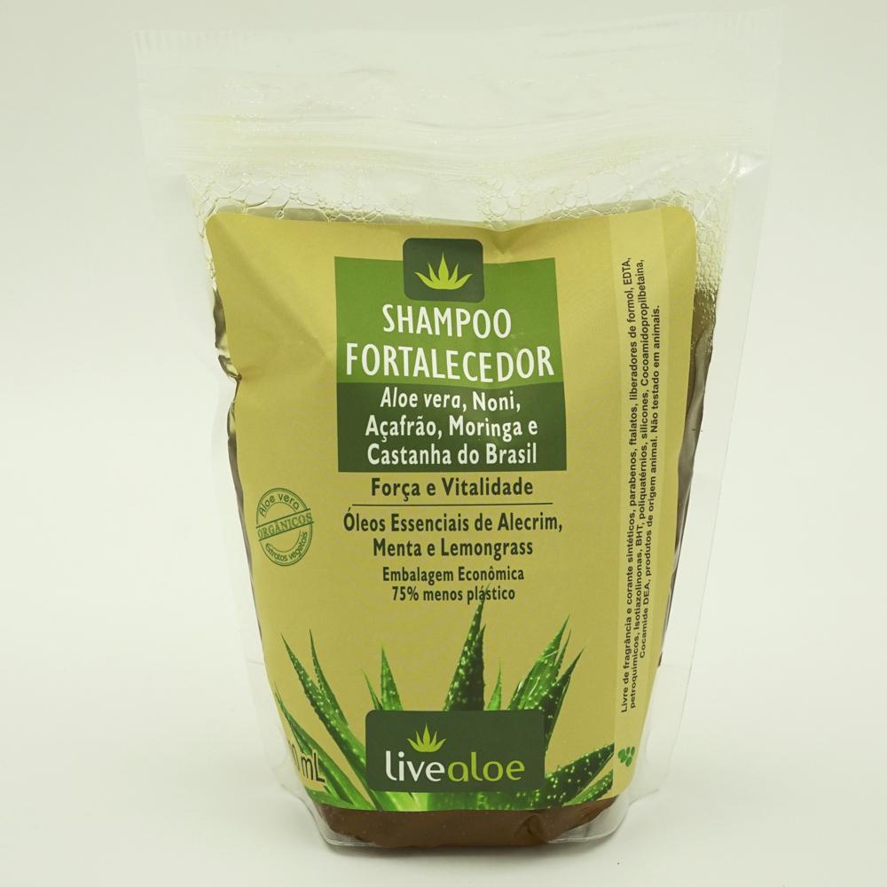 Refil Shampoo Fortalecedor - LiveAloe - Frasco com 500ml - Mundo dos Óleos