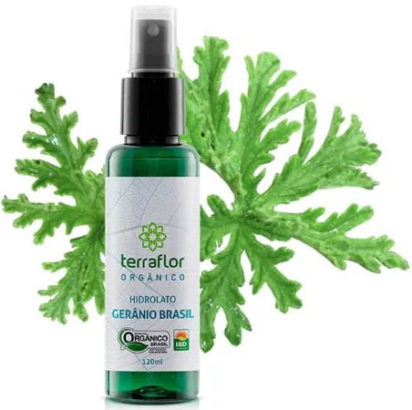 HIdrolato (Orgânico) de Gerânio Brasil - Terra Flor - Frasco com 120ml - Mundo dos Óleos
