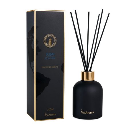 Difusor de Varetas - Dubai - Via Aroma - Frasco com 200ml - Mundo dos Óleos