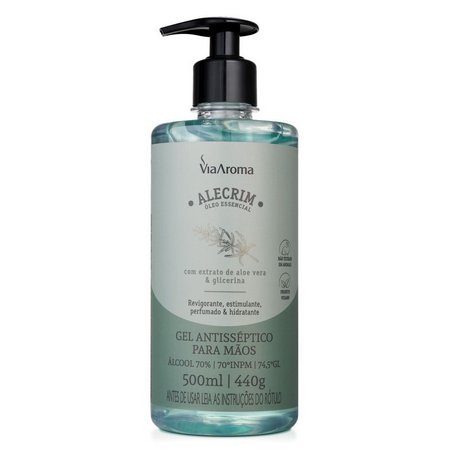 Álcool Gel Alecrim - Via Aroma - Frasco com 500ml - Mundo dos Óleos