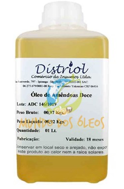 Óleo de Amendoas Doce - Distriol - Frasco com 1 Litro - Mundo dos Óleos