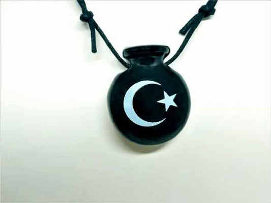 Colar Aromático Coleção Islamismo Lua e Estrela -  Cantil Preto - Ortega - Mundo dos Óleos