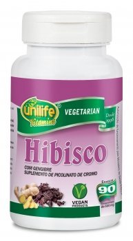Hibisco com Gengibre - Unilife - Frasco com 90 Capsulas de 500mg - Mundo dos Óleos