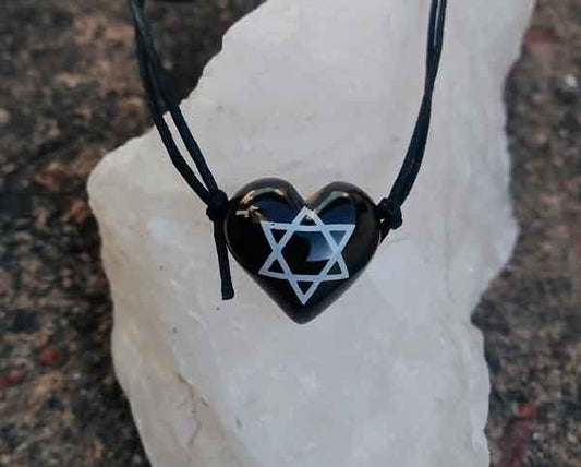 Colar Aromático Coleção Judaísmo Estrela de Davi -  Coração Preto - Ortega - Mundo dos Óleos