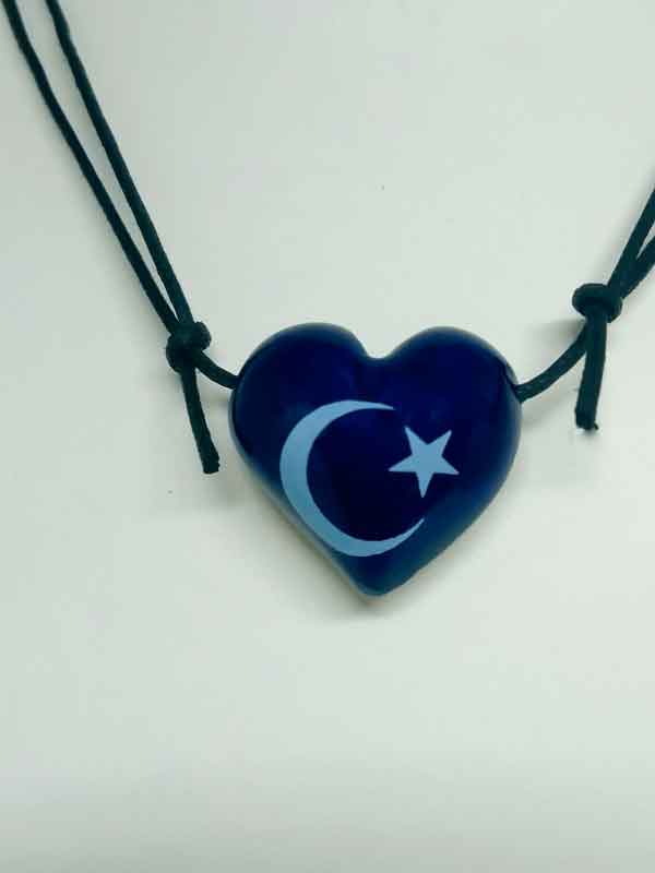 Colar Aromático Coleção Islamismo Lua e Estrela -  Coração Azul - Ortega - Mundo dos Óleos