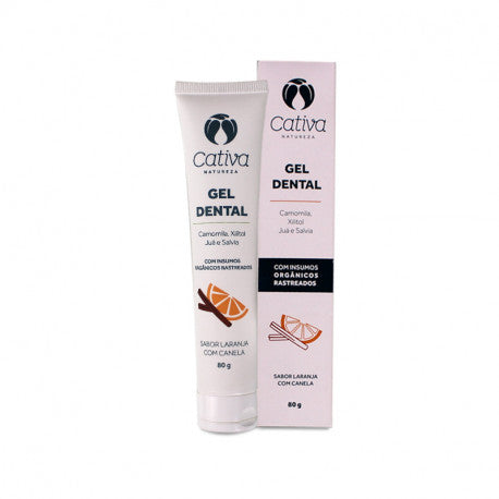 Creme Dental Laranja Com Canela Orgânico Natural Vegano - Cativa - Frasco com 80g - Mundo dos Óleos