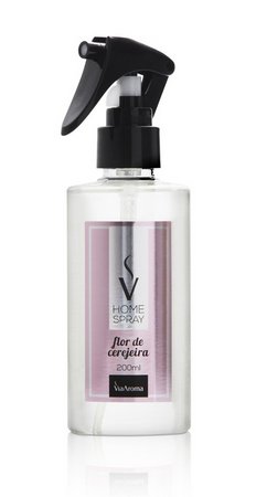 Home Spray Flor de Cerejeira - Via Aroma - Frasco com 1 Litro - Mundo dos Óleos