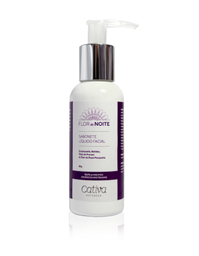 Sabonete Liquido Facial Flor da Noite Natural Orgânico Vegano - Cativa - Frasco com 80g - Mundo dos Óleos