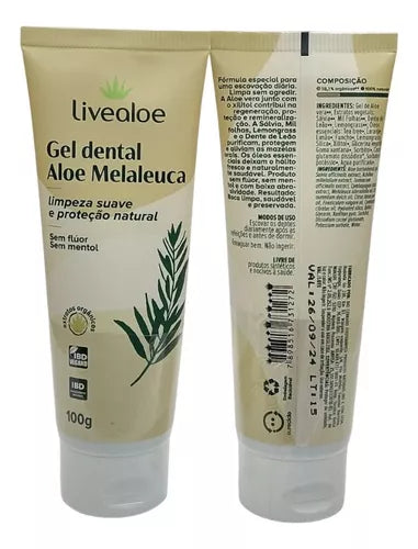 Gel Dental Natural Aloe Melaleuca - LiveAloe - Frasco com 100g