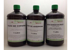 Kit Óleo de Copaíba + Óleo de Andiroba + Sangue de Dragão - D'Amazônia - Frasco de 1L (cada) - Mundo dos Óleos