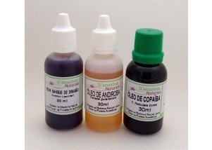 Kit Óleo de Copaíba + Óleo de Andiroba + Sangue de Dragão - D'Amazônia - Frasco de 30ml (cada) - Mundo dos Óleos