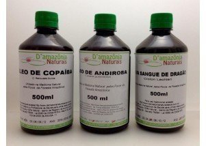 Kit Óleo de Copaíba + Óleo de Andiroba + Sangue de Dragão - D'Amazônia - Frasco de 500ml (cada) - Mundo dos Óleos