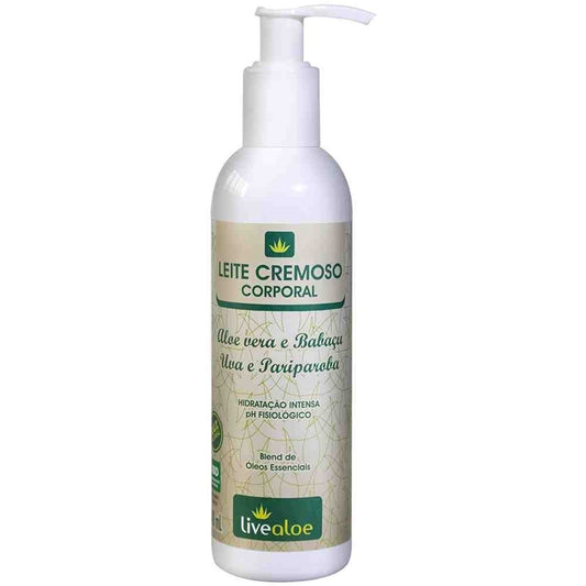 Leite Cremoso Corporal - LiveAloe - Frasco com 240ml - Mundo dos Óleos