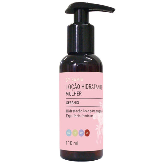Loção Hidratante de Gerânio - By Samia - Frasco com 110ml - Mundo dos Óleos