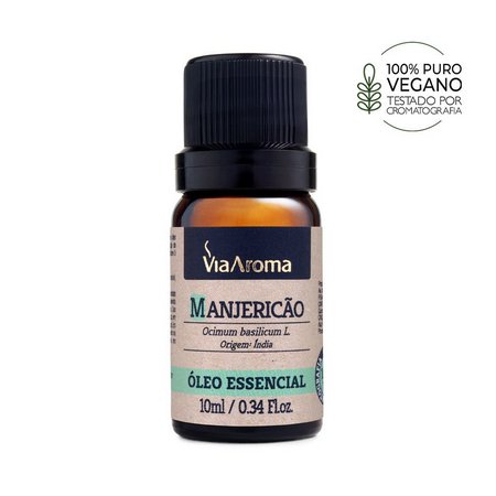 Óleo Essencial de Manjericão - Via aroma - Frasco com 10ml - Mundo dos Óleos