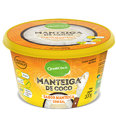 Manteiga de Coco - Sabor Manteiga Com Sal - Qualicoco - Frasco com 200g - Mundo dos Óleos