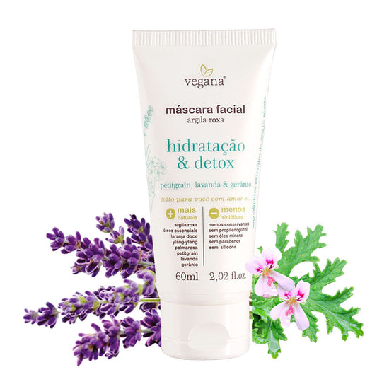 Mascara Facial Argila Roxa Hidratação e Detox - WNF - Frasco com 60ml - Mundo dos Óleos