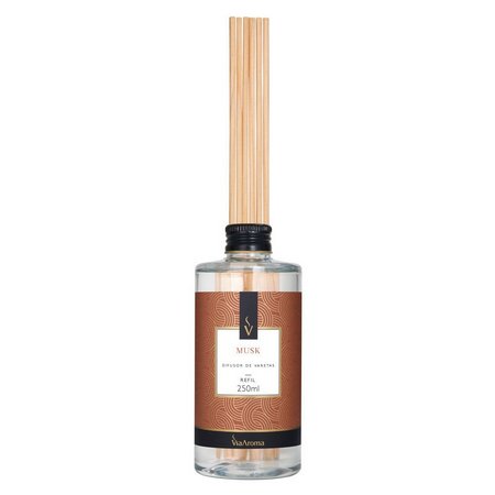 Refil Para Difusor de Varetas - Musk - Via Aroma - Frasco com 250ml - Mundo dos Óleos