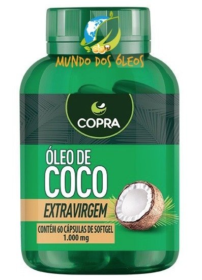 Óleo de Coco Extra Virgem - Copra - Frasco com 60 Capsulas - 1000mg - Mundo dos Óleos
