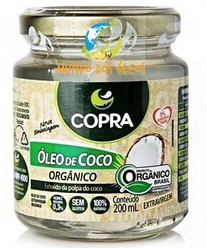 Óleo de Coco Extra Virgem Orgânico - Copra - Frasco com 200ml - Mundo dos Óleos