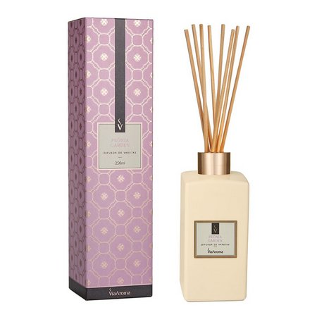 Difusor de Varetas - Peônia Garden - Via Aroma - Frasco com 250ml - Mundo dos Óleos