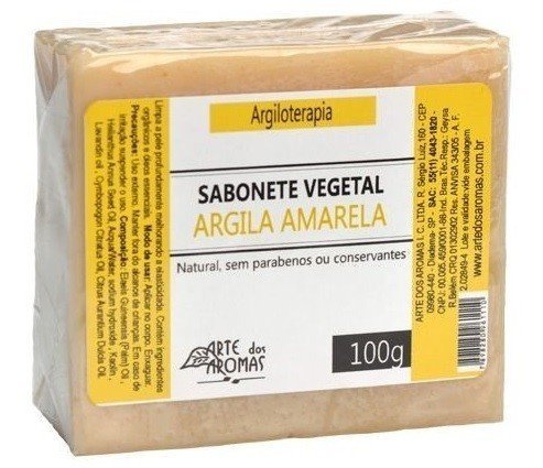 Sabonete Vegetal Argila Amarela - Arte dos Aromas - Barra de 100g - Mundo dos Óleos