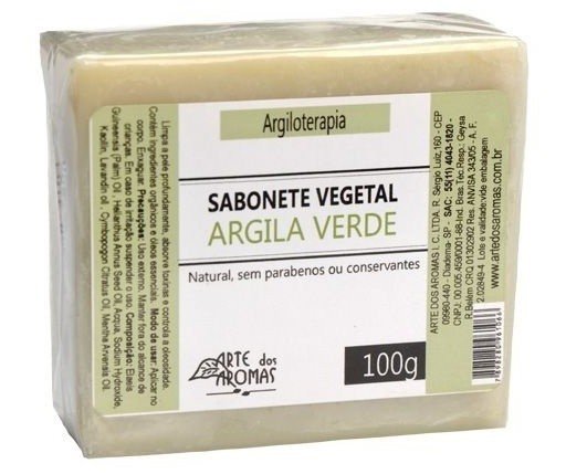 Sabonete Vegetal Argila Verde - Arte dos Aromas - Barra de 100g - Mundo dos Óleos
