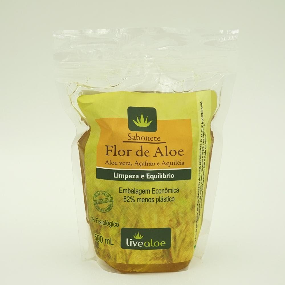 Refil Sabonete Flor de Aloe - LiveAloe - Frasco com 500ml - Mundo dos Óleos