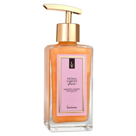 Sabonete Liquido Desodorante Peônia Garden - Via Aroma - Frasco com 250ml - Mundo dos Óleos
