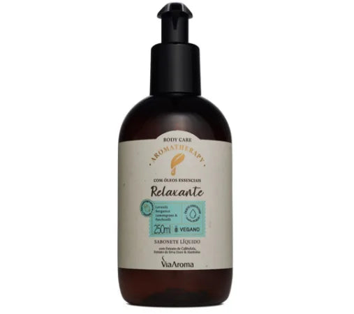 Sabonete Líquido Relaxante - Via Aroma - Frasco com 250ml - Mundo dos Óleos