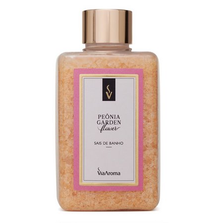 Sais de Banho Peônia Garden (Flower) - Via Aroma - Frasco com 440g - Mundo dos Óleos