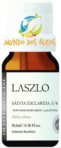 Óleo Essencial de Sálvia Esclaréia 3/4 (Alto Teor de Esclareol) - Laszlo - Frasco com 10ml - Mundo dos Óleos