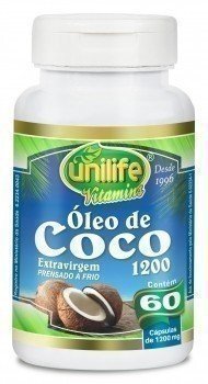Óleo de Coco Extra Virgem - Unilife - Frasco com 60 Capsulas de 1200mg - Mundo dos Óleos