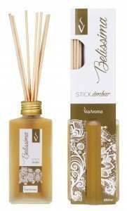 Difusor de Varetas - Âmbar - Via Aroma - Frasco com 250ml - Mundo dos Óleos