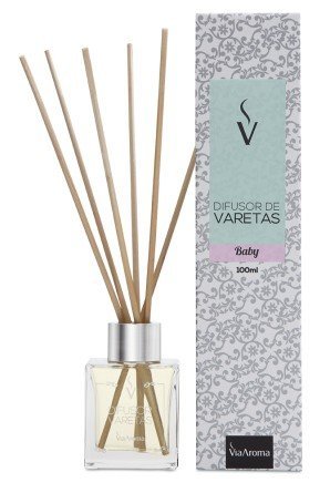 Difusor de Varetas - Baby - Via Aroma - Frasco com 100ml - Mundo dos Óleos