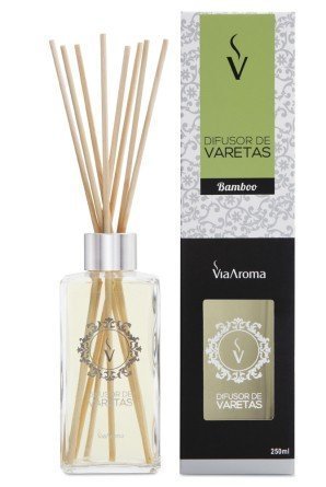 Difusor de Varetas - Bamboo - Via Aroma - Frasco com 250ml - Mundo dos Óleos