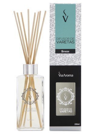 Difusor de Varetas - Breeze - Via Aroma - Frasco com 250ml - Mundo dos Óleos