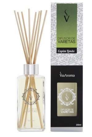 Difusor de Varetas - Capim Limão - Via Aroma - Frasco com 250ml - Mundo dos Óleos