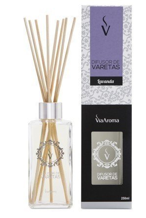 Difusor de Varetas - Lavanda - Via Aroma - Frasco com 250ml - Mundo dos Óleos