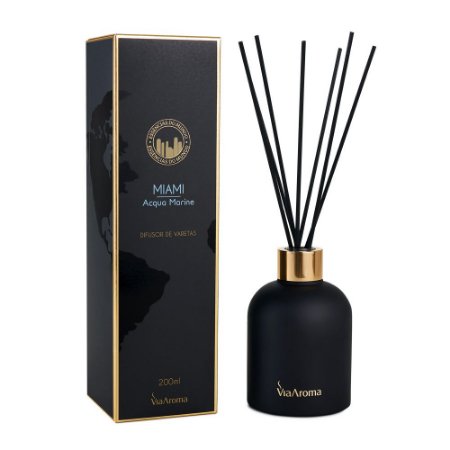 Difusor de Varetas - Miami - Via Aroma - Frasco com 200ml - Mundo dos Óleos