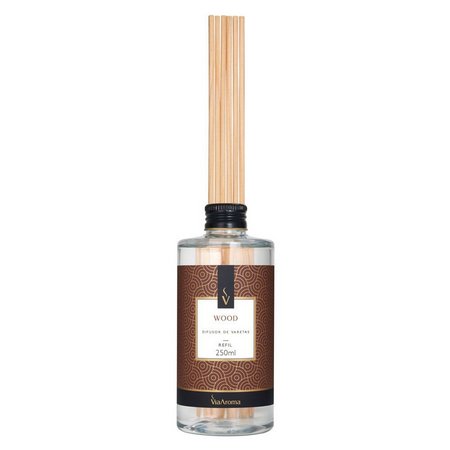 Refil Para Difusor de Varetas - Wood - Via Aroma - Frasco com 250ml - Mundo dos Óleos
